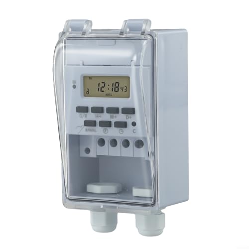 Besttoolifes Temporizador inteligente de 220 V, controlador de tiempo inteligente KG316T-F con cubierta transparente impermeable, memoria de apagado, capacidad de carga de 10 A