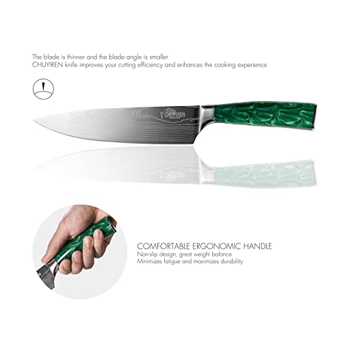 CHUYIREN-Chef-Knife-Set-of-8-Professional-Kitchen-Knife-Set-for-Daily-Use-High-Carbon-Steel-Culinary-Knives-Set-for-Household-Blade-Length-Varies-From-35-Inches-to-8-Inches-Green-Valentines-Day