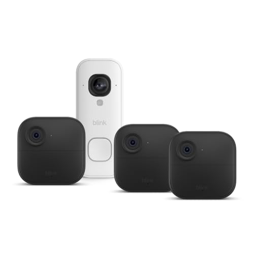 Blink Outdoor 4 con Blink Videocitofono 2K+ cablato (ultimo modello), Bianco, Modulo di sincronizzazione di base incluso