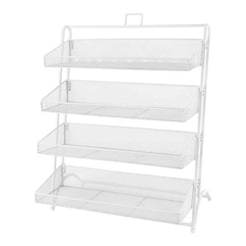 lkoewqzamx 4-Tier Retail Display Rack, Concession Potato Chip Display Rack, Snack Shelf And Chip Rack, Snack Organizer for Countertop, Stores, Offices (White)