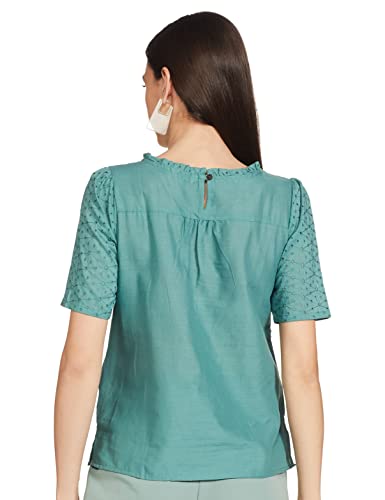 Image of Max Women's Schiffli Embroidered Woven Regular Fit Crop Top