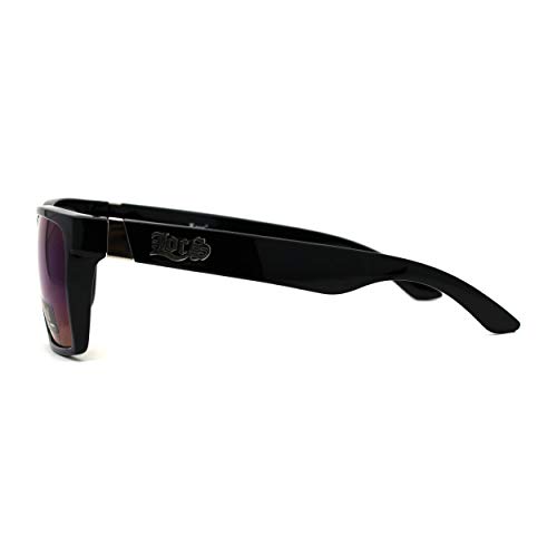 Image of Locs Colored Reflective Black Rectangular Gangster Hardcore Sunglasses