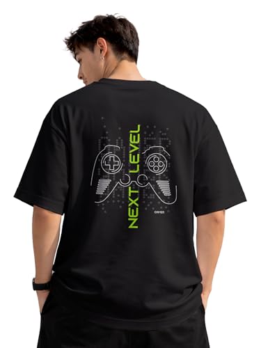 Image of fanideaz Mens Oversized Printed Half Sleeve Branded Cotton T-Shirt for Mens || Back Printed t Shirts for Men || Oversized t Shirts for Men