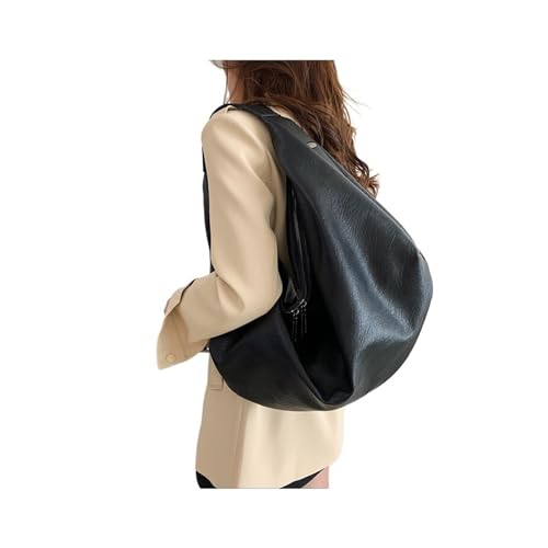 New Women's Leather Handbag Large Capacity Soft Crossbody Handbag Daily Travel Business Activities(Black)2