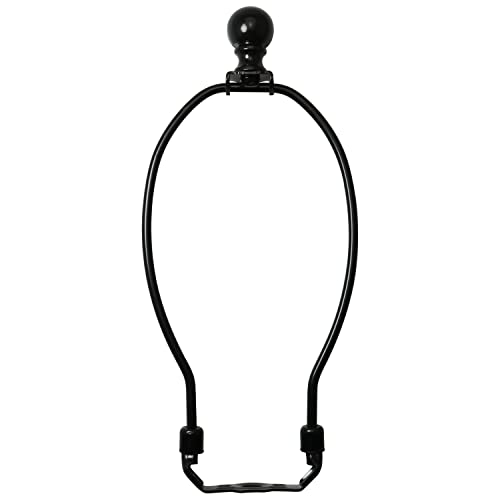 Image of 8 Inch Lamp Harp Holder with 1-1 /2 Inch Lamp Finial Oil Rubbed Black Steel Ball Knob Lamp Shade Finial for Table and Floor Lamps, Black