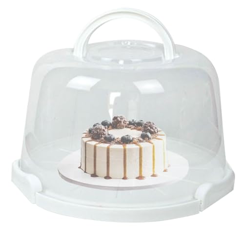 Huvqianu Vielseitiger Kuchenträger, Cupcake-Halter, wiederverwendbare transparente Aufbewahrungsbox, 29 cm, tragbarer Dessert-Transportbehälter mit Griff für Hochzeit, Reisen, Bäckerei, Party-Events