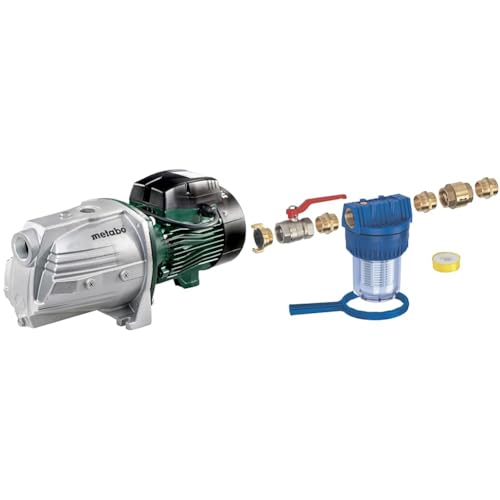 Metabo Gartenpumpe P 9000 G (600967000) Karton, Nennaufnahmeleistung: 1900 W, Max. Fördermenge: 9000 l/h, Max. Förderhöhe: 51 m & 620358 Pumpenmontage Set MSS 310 - HWA/P -903061260