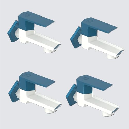 Image of RN PTMT Bib Cock for Bathroom | 15mm Foam Flow Water Tap with Flange | Luxury G20 Series Faucet | High-Grade Engineering Polymer Tap (White Marine Blue Dual, Pack of 4)