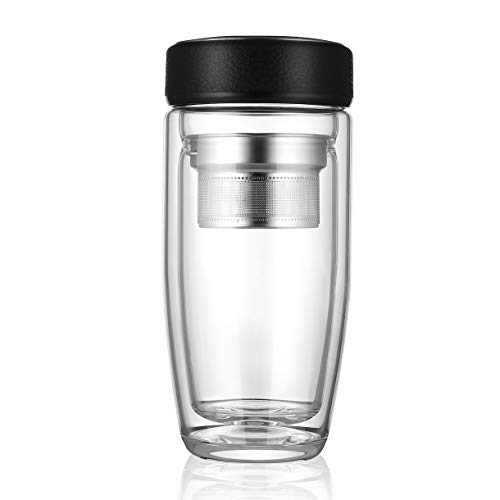 Preisvergleich Produktbild Double-Layer-Glas-Kaffee-Tee-Wasser-F... hitzebeständiger isolierter Borosilicatglas Teefilter Business Office-Flasche (Farbe: Transparent)