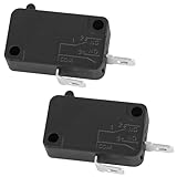 2-Pack KW7-0 Micro Switch, Replacement for Air Fryer XL, Power XL, Vortex, Microswitches for Microwave Oven & Induction Cooker - Normally Open, 16A 125V/250V, 2Pins 1NO 1NC