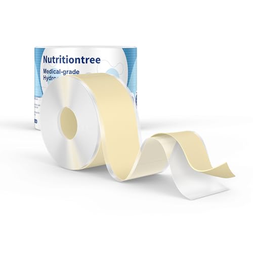 Nutritiontree Medical-Grade Hydrocolloid Roll for Wound Care, Burns, Blisters, Acne, Waterproof, Pre-Cut 2in & Customizable, 1in x 16.4ft, 1in x 2in 100pcs