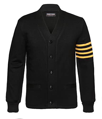 Image of Stewart & Strauss Cardigan Varsity Letter Sweater | American style button front letter sweater knit since 1977, heavyweight and ready for chenille letters and patches