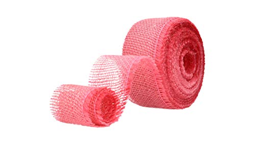 AmaCasa Eco Juteband 6cm breit, 25m Rolle | gestärktes Geschenkband mit kompostierbarem Etikett | Dekoband für wundervolle Dekorationen (Pink, 6cm/25m) Cover
