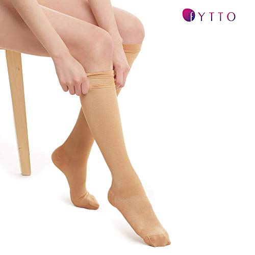 Fytto 1020 Opaque Compression Socks for Professionals 15-20 mmHg - Graduated Medical Support for Flight, Travel, DVT and Edema - Medium, Classic Nude