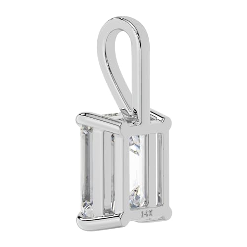 Adora Fine Jewelry Emerald Shape Pendant For Her | 2 carat Emerald Cut, D Color VVS1, Lab Grown Moissanite Pendant with 14K Solid White Gold | Pendant Only | Gifts For Women Wife Girlfriend