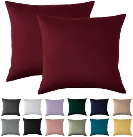 Beqnat Kissenbezug 40x40 2er Set, Rot, 100% Mikrofaser | Kopfkissenbezug 40 x 40 cm Für Kissen, kissenhüllen 40x40 mit Reißverschluss, Bügelfrei & Knitterfrei, Waschbar bis 60°