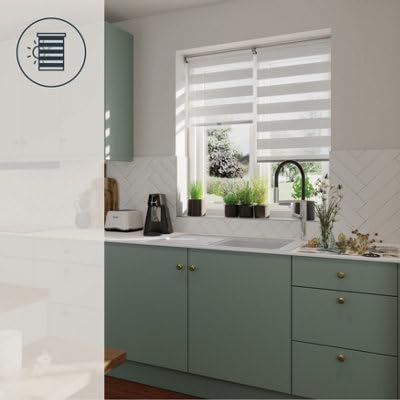 GoodHome Keston Store Enrouleur Jour/Nuit sans perçage cassé 80 x 180 cm