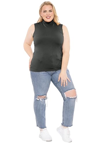 Image of Womens Turtle Neck | Long Sleeve and Sleeveless Top | Plus Size XL-7X | Tops Women White Turtleneck Women