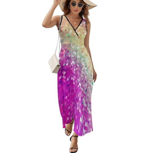 Robe maxi col V arc-en-ciel pour célébrer la liberté et la joie des vacances