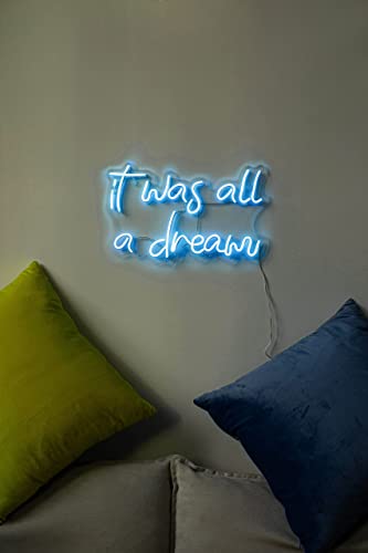 It Was All A Dream Neon Sign For Wall Decor， Powered By Usb Neon Light, Blue,15.75"X9.8"X0.6" #TOP4