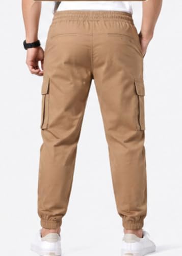 Image of Men's Jogger Cargo Pants | Stretchable Cotton Blend Utility Trousers | Regular Fit Multi Pocket Casual Bottom Wea