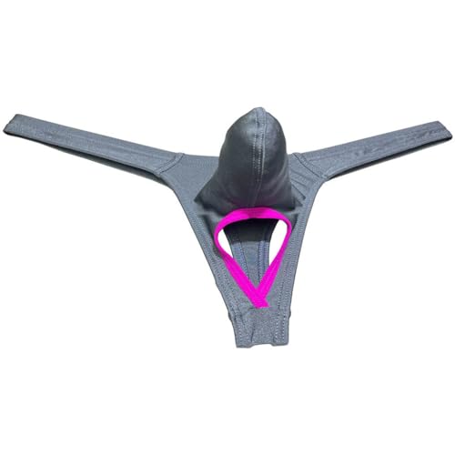 Men's Spandex Bulge Pouch Thong Underwear Ball Out Bikini T-back Shiny Solid Tangas3