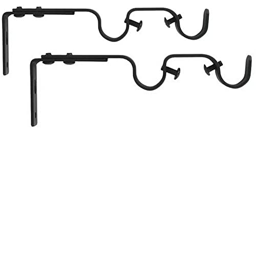 Luance Supports pour tringles à Rideaux Doubles gouttières ø 20 mm, entraxe réglable Ajustable Extensible de 165-190mm, Couleur Noir Mat, (1 Lot de 2...