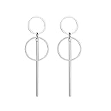 Geometric Earrings for Women Silver Double Circle Hoop Dangle Earrings Simple 8 Infinity Knot Bar Ta