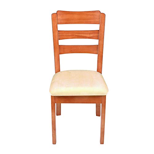 smiry Stretch Chair Seat Covers for Dining Room Velvet Dining Chair Seat Protectors Chair Slipcovers, Set of 2, Cream - Image 2