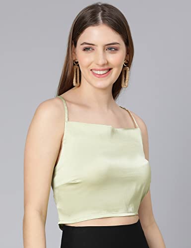 Image of oxolloxo Beige Shoulder Strap Women Satin Crop top