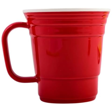 Red Novelty 12 oz Coffee Mug with Handle Large Mug Le Creuset | For Kids Adults Office Home Birthday Camping Travel Outdoors Party | Reusable Cup Cover