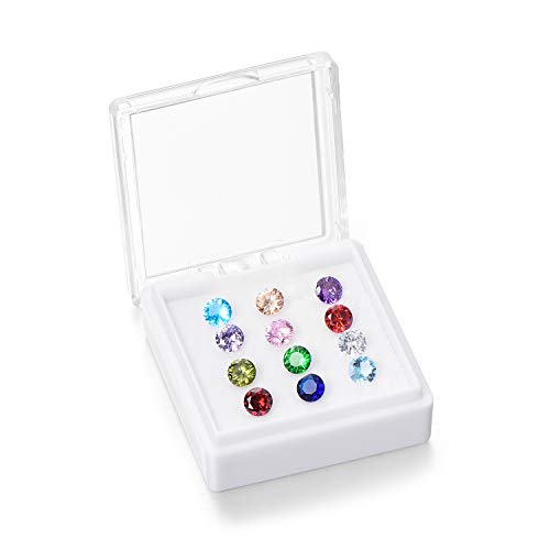 EVERLEAD 12Pcs 5mm Crystal Birthstones Charms for Floating Charm Living Memory Lockets with Storage Box (Birthstones 12)