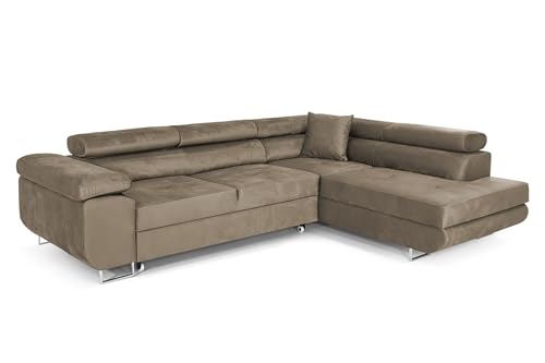 COMFORTINO FURNITURE Ecksofa mit Schlaffunktion PASTI L-Form, Sofa Couch mit Bettkasten, 3-Sitzer Eckcouch, Schlafsofa für Wohnzimmer, Big Sofa Couch mit Schlaffunktion (Hellbraun, Ottomane Rechts) COMFORTINO FURNITURE Ecksofa mit Schlaffunktion PASTI L-Form, Sofa Couch mit Bettkasten, 3-Sitzer Eckcouch, Schlafsofa für Wohnzimmer, Big Sofa Couch mit Schlaffunktion (Hellbraun, Ottomane Rechts)