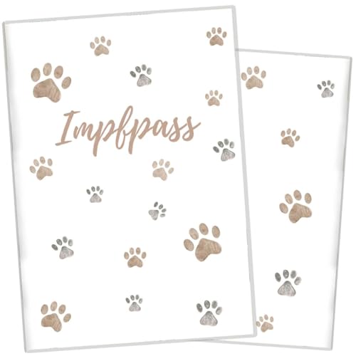 Wilhelm Fell Impfpasshülle für Tiere I Personalisierbar für deinen Hund I Persönliche Geschenkidee für Haustierbesitzer I Schutzhülle für den Impfpass für Haustiere (Pfote Beige)