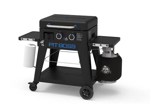 Pit Boss 2-Burner Propane Gas Non-Stick Ceramic Coated Rust-Resistant Portable Lift-Off and Stationary Griddle Grill with Hard Cover 421-Sq. In. (23 L x 18 W) Cooking Space 26 000 BTU Black