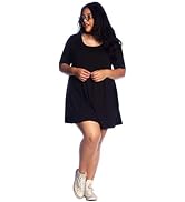SWEETKIE Elbow Sleeve Trapeze Dress, Hits Mid Thigh with Three Quarter Sleeves