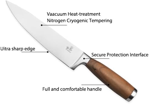 Miniatura 5 de Juego de cuchillos (mango de nogal), juego de cuchillos de cocina negros de 7 piezas para el hogar, juego de cuchillos de chef afilados de acero