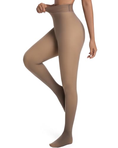 HOWIN Medias Térmicas Mujer Invierno, Medias Polares Mujer Marrón Café, Collants Termicos, Thermal Tights, Fleece Lined Pantis