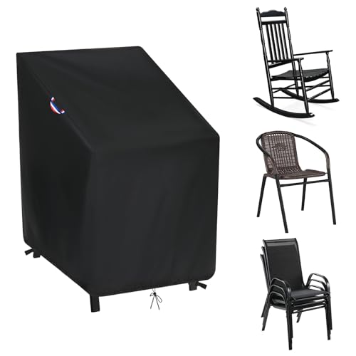 Topcover Outdoor Rocking Chair Cover,Waterproof Stackable Chair Cover with Elastic Cord Buckle,Lawn Chair Cover for Outdoor Furniture(27.5