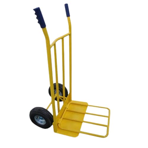 Carretilla de Carga Profesional con Ruedas neúmaticas de 260mm, Carga máxima de 300kg,chasís Tubular de Acero 25mm Color Amarillo.Peso 16kg y Pala abatible de 43cm