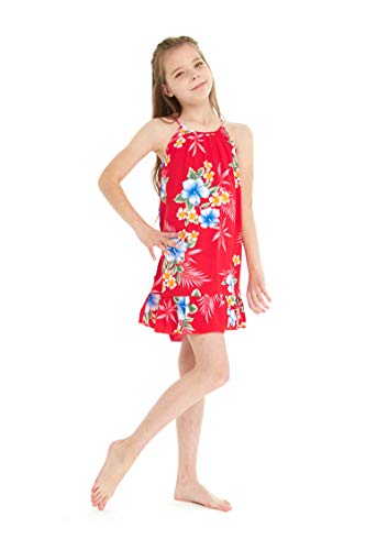 Girl Hawaiian Round Neck Dress in Hibiscus4