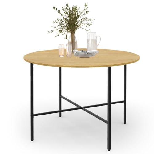 IDMarket - Table à Manger Fixe Ronde Detroit 4-6 Personnes Design Industriel 110 cm