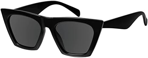mosanana Cat Eye Sunglasses for Women Trendy Square Cateye Black Retro Cool Vintage Fashion 90s Cute Funky Aesthetic Ladies Small Face Dark Chunky Baddie Unique Stylish Indie Sexy Frame Shine