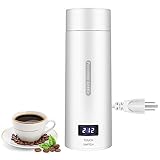 Travel Electric Kettle Portable Small Tea Coffee Kettle Water Boiler, 380ml Mini Hot Water Kettle Electric 304 Stainless Steel BPA Free with 4 Temperature Control and Auto Shut Off By COSHCYMO, White