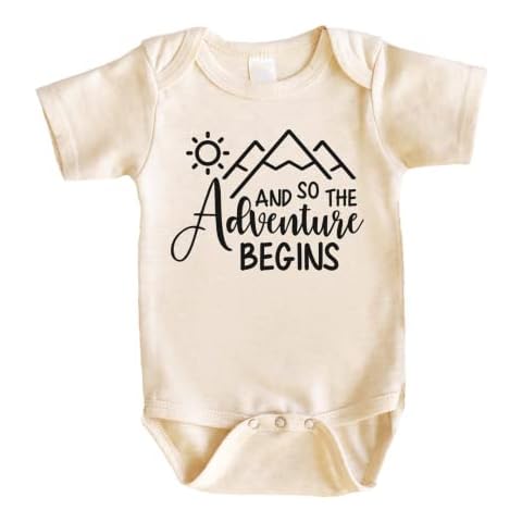 Bump and Beyond Designs Baby Pregnancy Announcement Bodysuit, Grand Adventure (0-3 Months, Oatmeal) Cover