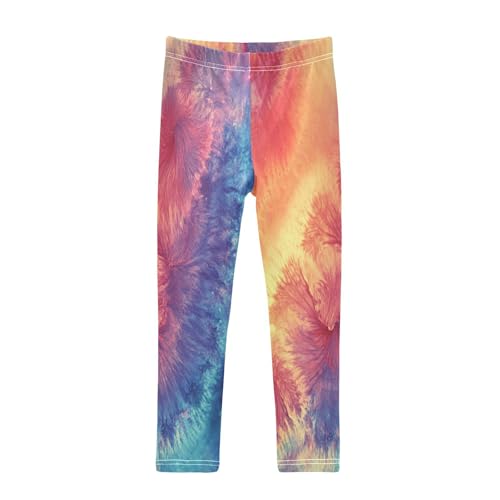Colorful Tie Dye Girls Casual Leggings for Kids Printed Long Pant Bottoms Stretch and Soft