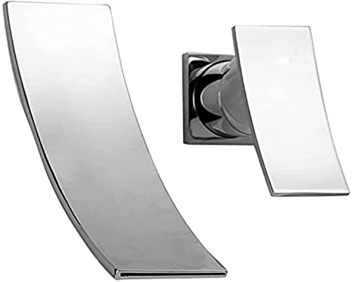 SUMERAIN Robinet Mitigeur lavabo mural cascade 2 trous en laiton chromé