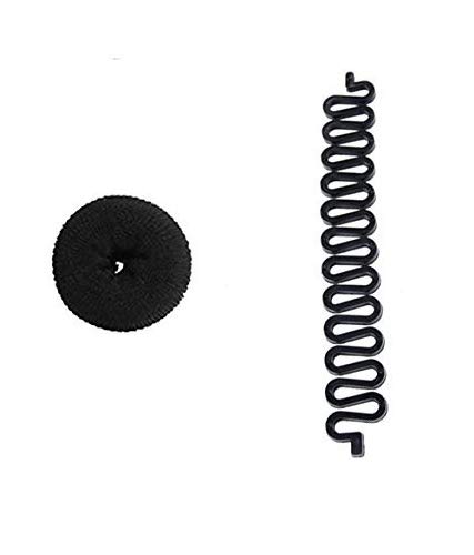 FOK 2Pc Hair Accessory Combo 1Pc French Twist Braider + 1Pc Donut Bun Hair Styling Tool For Perfect Easy To Make DIY Magic Look