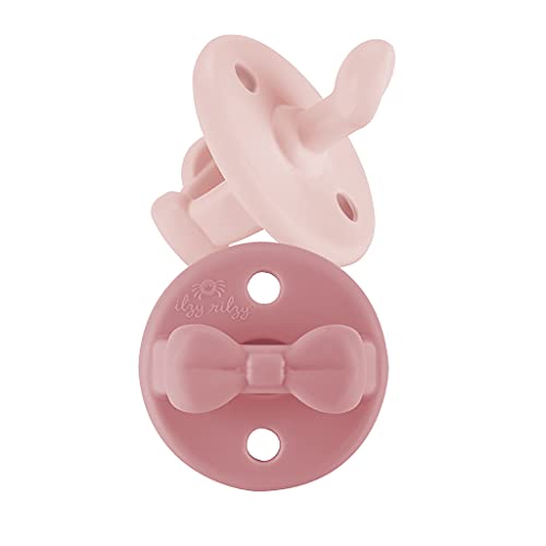 Image of Itzy Ritzy Silicone Orthodontic Pacifiers - Itzy Soother Pacifiers with Collapsible Handle & Two Air Holes for Added Safety, Baby Pacifier For Ages 6-18 Months (Ballet Slipper & Primrose)