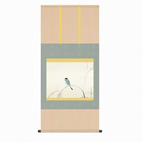 Amazon.co.jp: 速水御舟『文鳥(尺五横)』版画+手彩色 掛け軸 花鳥画 小